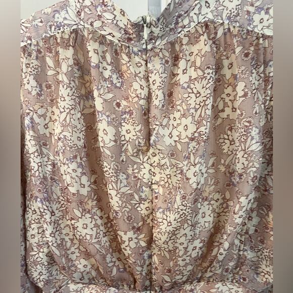 Fate Long Sleeve Boho Tiered Floral Mock Neck Dress Large - Picture 5 of 10